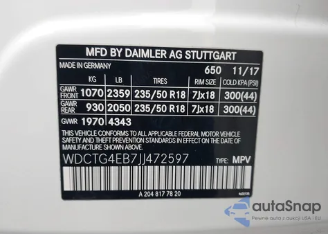 2018 Mercedes-Benz Gla 250 z USA, uszkodzony, nr VIN WDCTG4EB7JJ472597